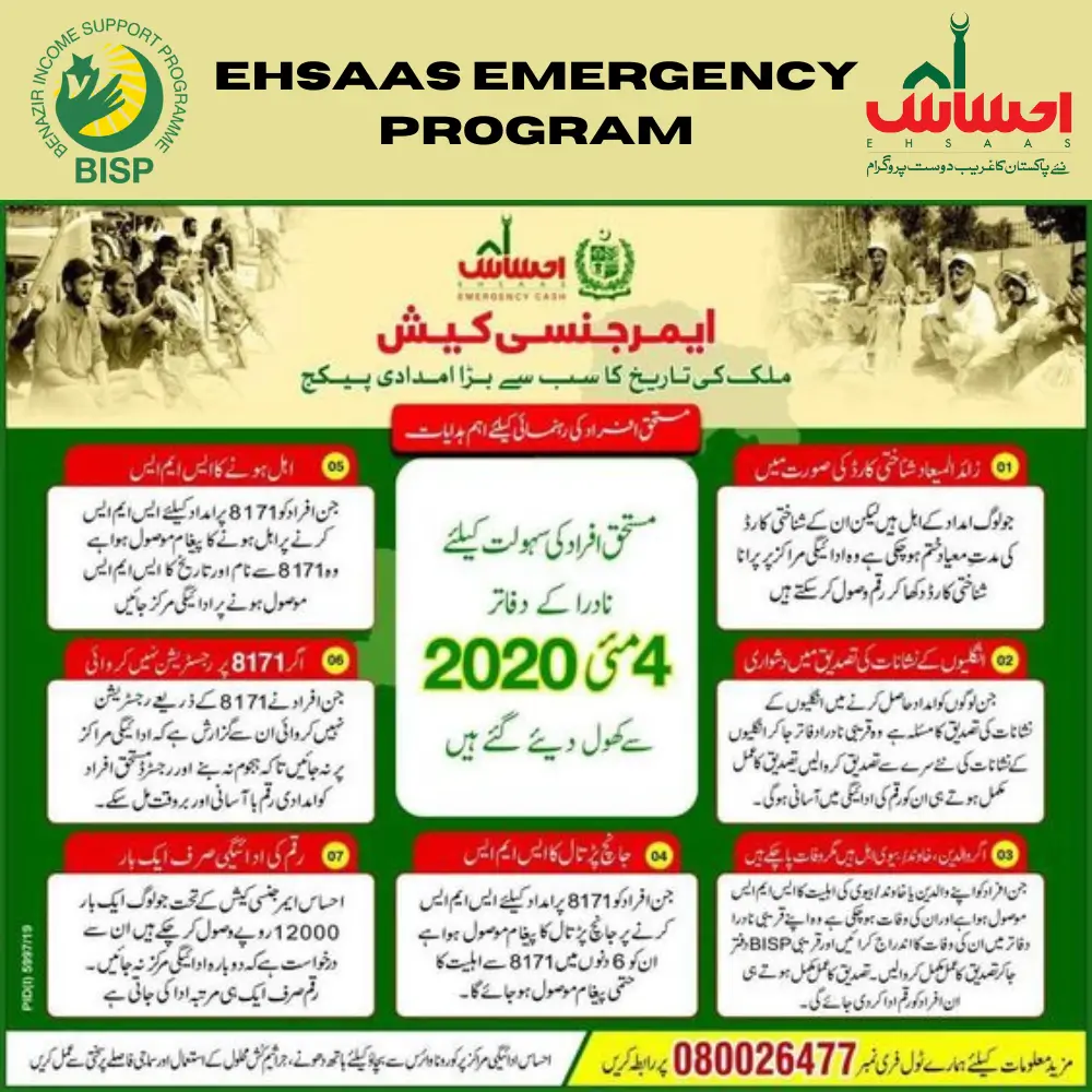 Ehsaas Emergency Cash Program Online Registration 2024