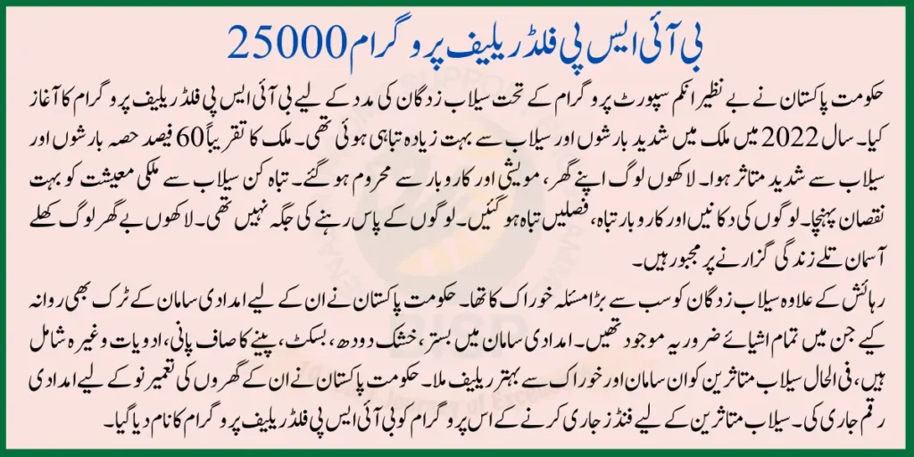 BISP Flood Relief Program 25000 8171 Check Online