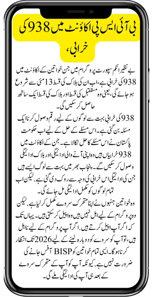 Error 938 In BISP Account, Find Out The Reason Now