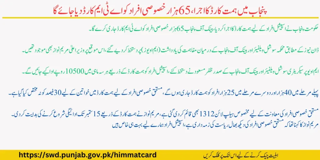 Punjab Distributes Punjab Distributes Himmat Cards 65,000 Special Persons to Receive ATM Cards
Himmat Cards 65,000 Special Persons to Receive ATM Cards