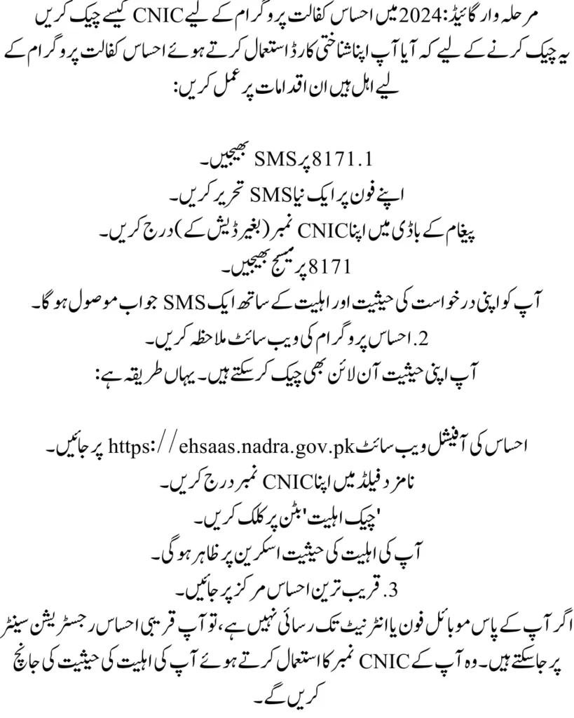 How to Check CNIC for Ehsaas Kafalat Program & Online Registration 2024 Guide
