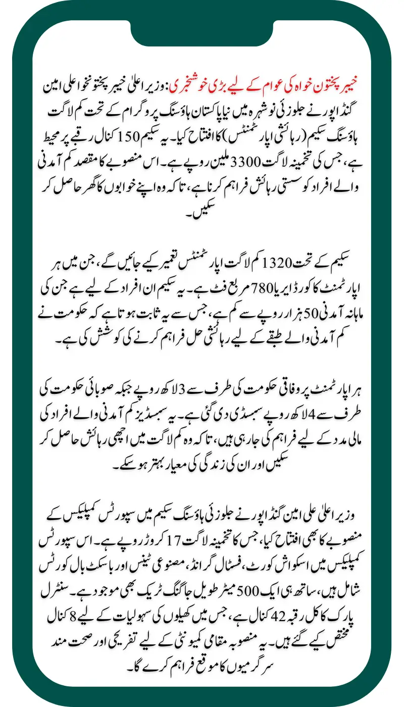 Affordable Housing Scheme in Nowshera: Khyber Pakhtunkhwa Government