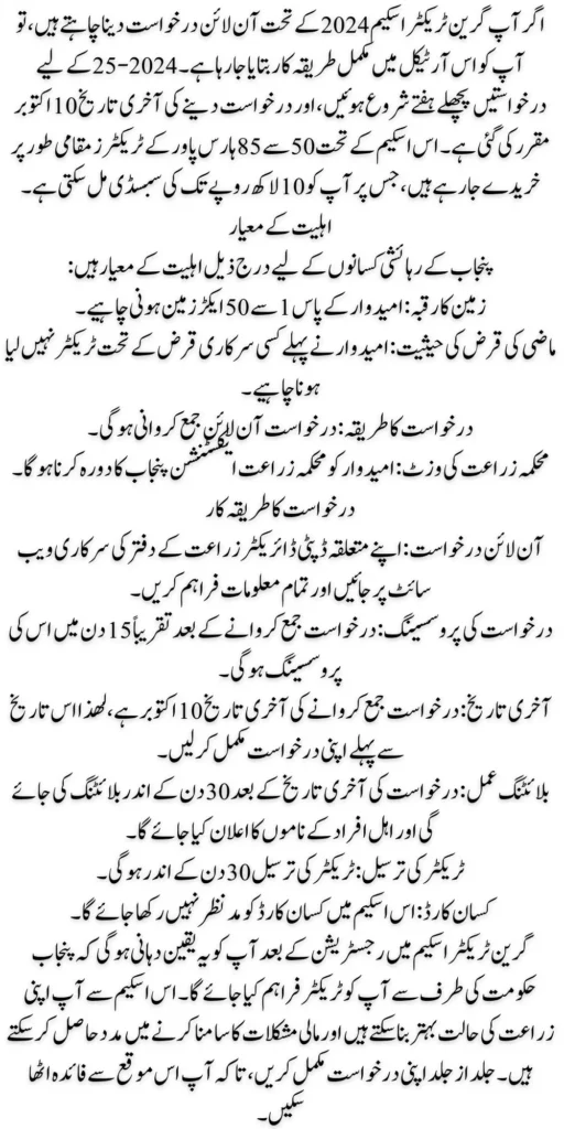 How to Apply for CM Punjab Green Tractor Subsidy Scheme by Maryam Nawaz
