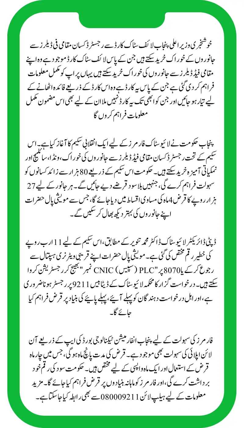 Punjab Livestock Card Beneficiaries Now Purchase Animal Feed from Local Feed Dealers Announces By Dr. Muhammad Tanveer