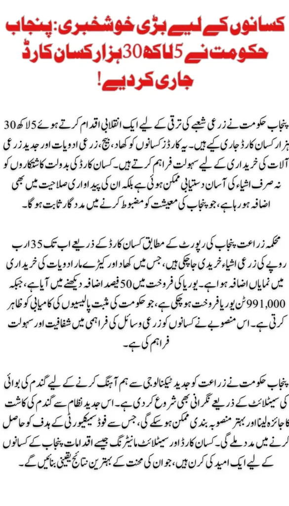 Punjab Supports Farmers with 530,000 Kisan Cards Under CM Maryam Nawaz's Vision