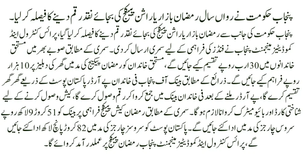 Punjab Introduces Rs 10,000 Cash Assistance Instead of Traditional Ramadan Relief Package