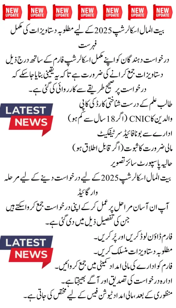 Pakistan Bait ul Mal Scholarship Complete Eligibility Criteria and Registration Process